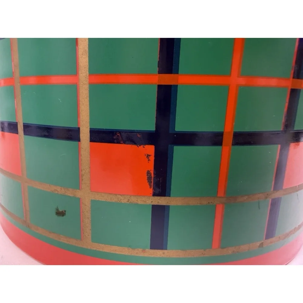 Vintage George Briard MCM Tartan  Christmas Plaid Cocktail Cart Ice Bucket